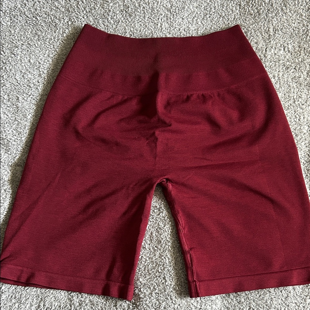 Alphalete OG Amplify Biker shorts in Bordeaux.